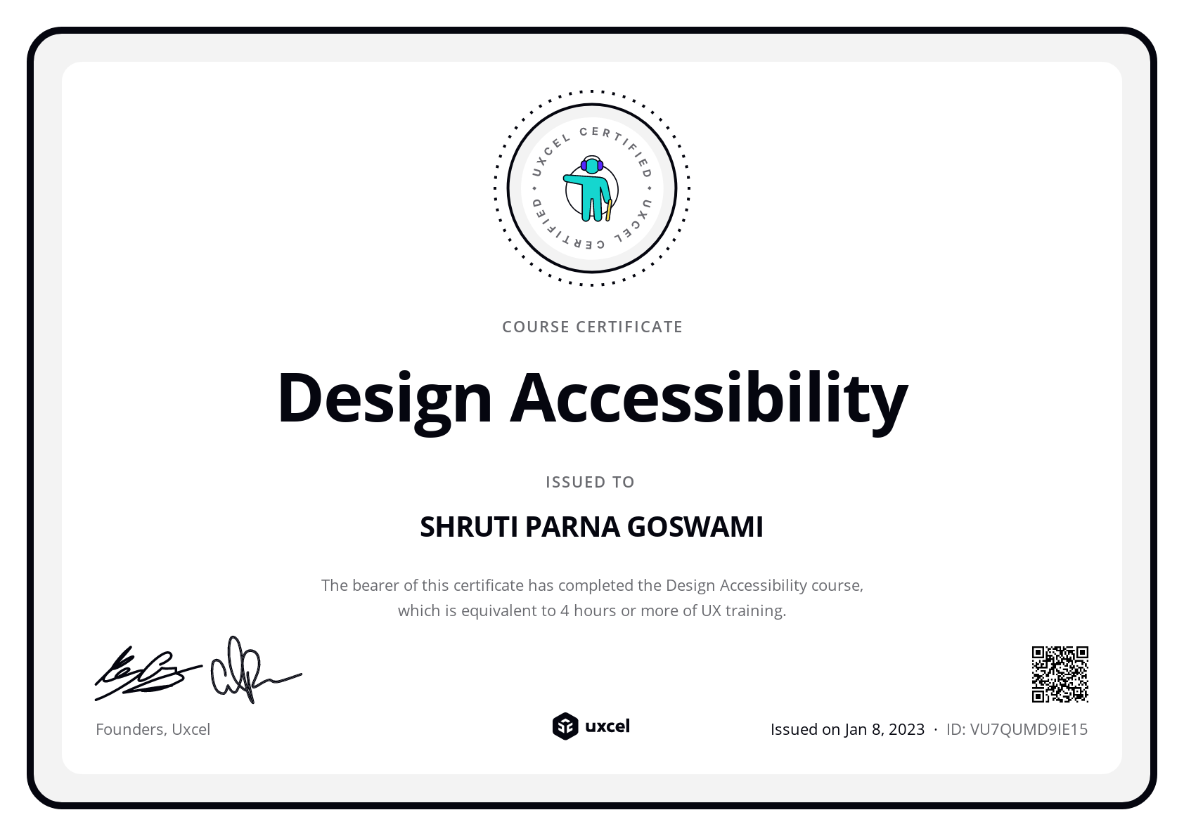 SHRUTI PARNA GOSWAMI's certificate